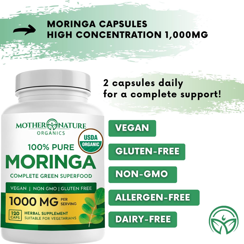 Mother Nature Organics Moringa Leaf Capsules 1000mg - 120 Capsules - image 9
