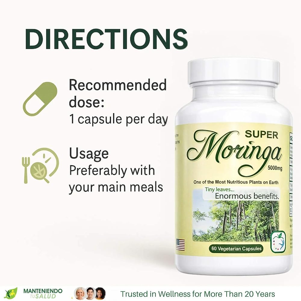 Manteniendo Tu Salud Super Moringa 5000 mg - 60 Vegetarian Capsules - image 5