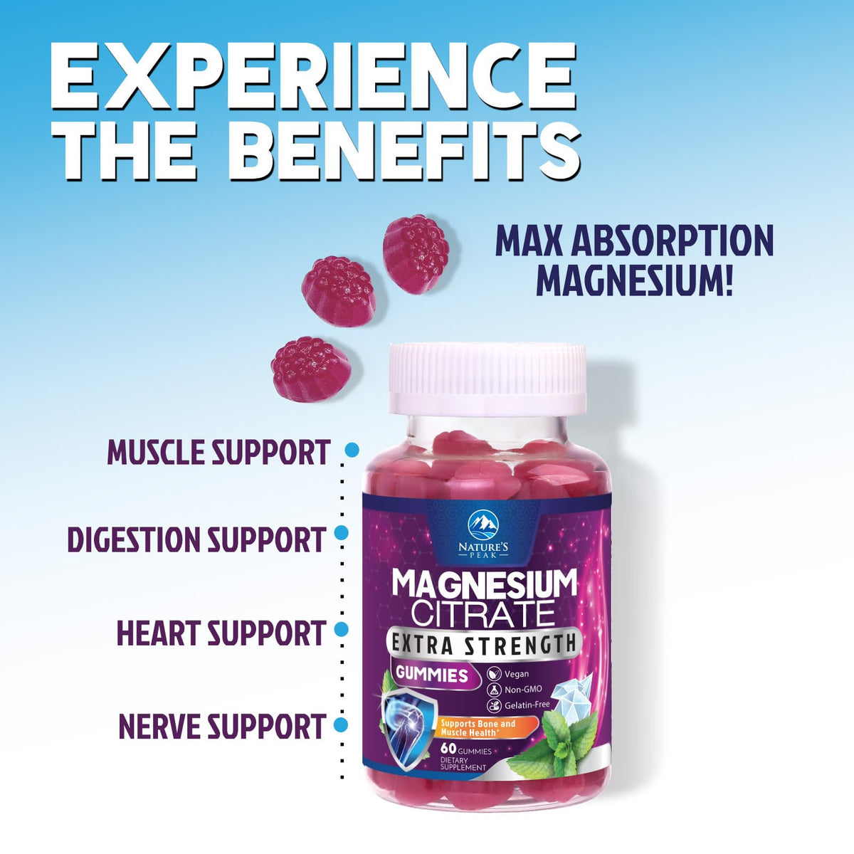 Nature's Peak Magnesium Citrate Gummies - High Absorption Magnesium