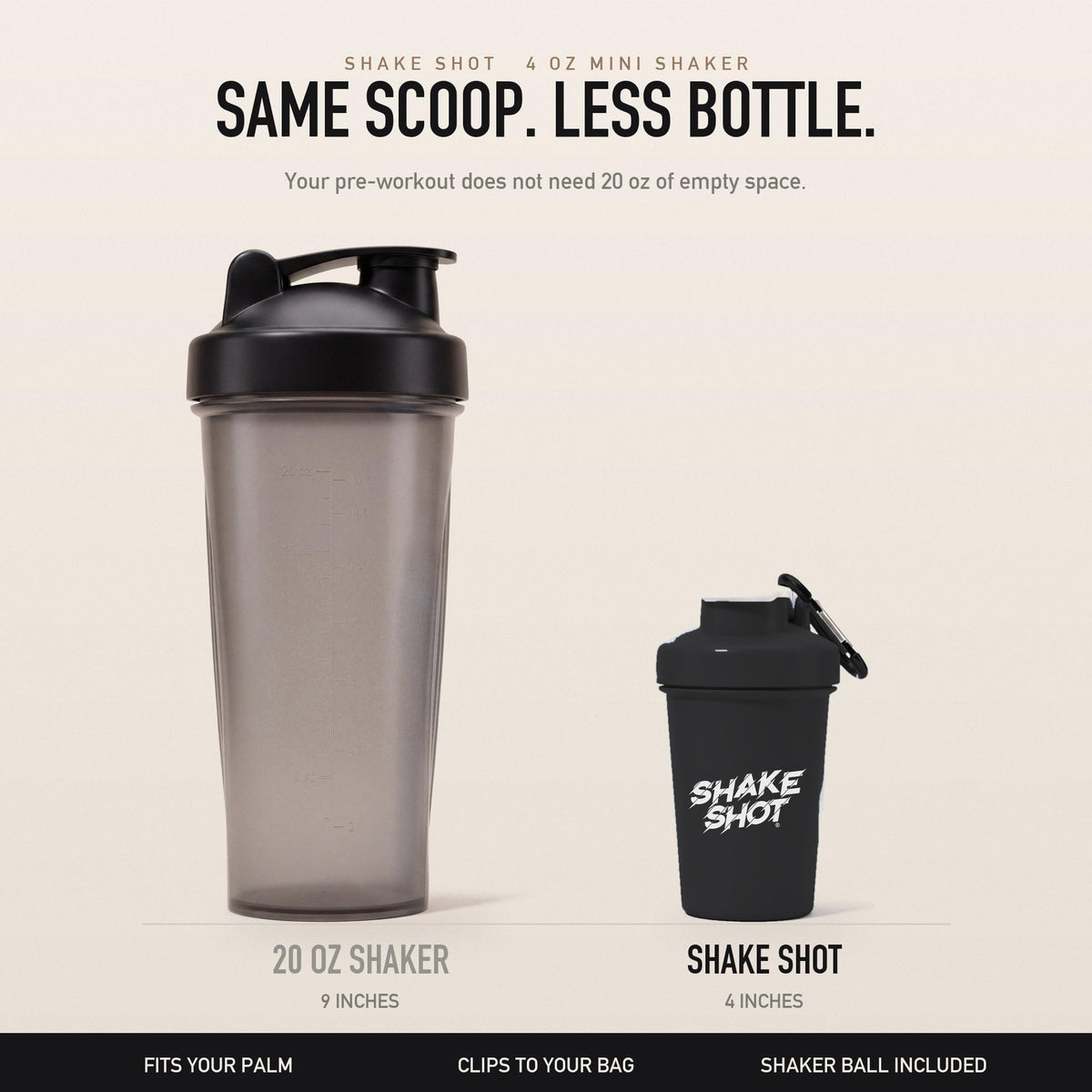 Shake Shot - 4oz (120ml) Mini Shaker Bottle for Pre Workout