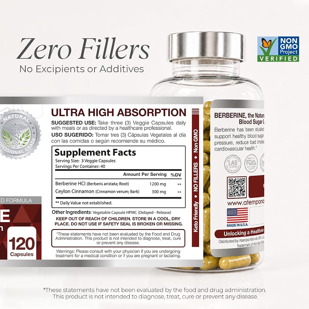 ATEMPO Berberine with Ceylon Cinnamon 1500mg - 120 Capsules - image 2