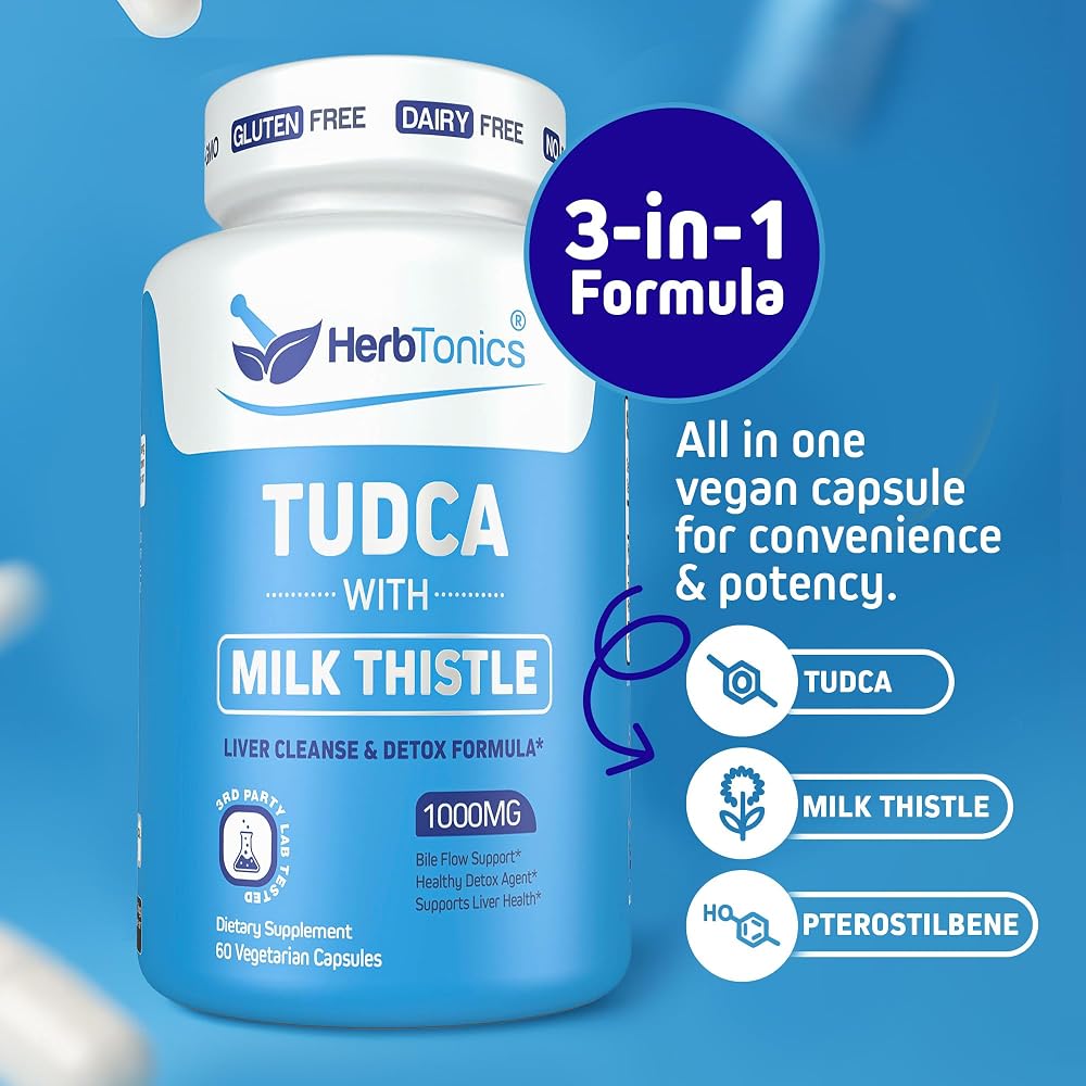 Herbtonics TUDCA 1000mg Liver Cleanse with Milk Thistle - 60 Capsules - image 2