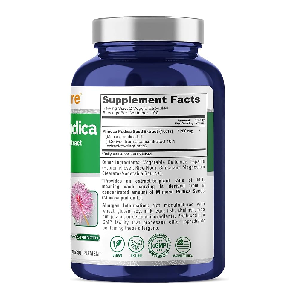 NusaPure Mimosa Pudica Vegan - 200 Vegetarian Capsules - image 2