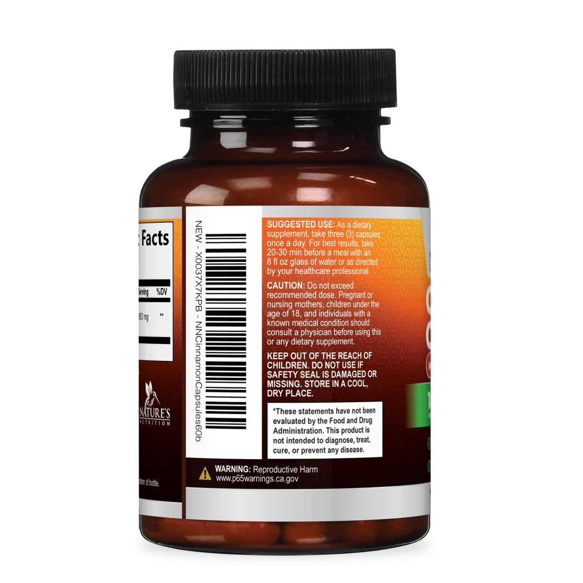Nature's Nutrition Organic Ceylon Cinnamon Capsules 1800mg - Extra