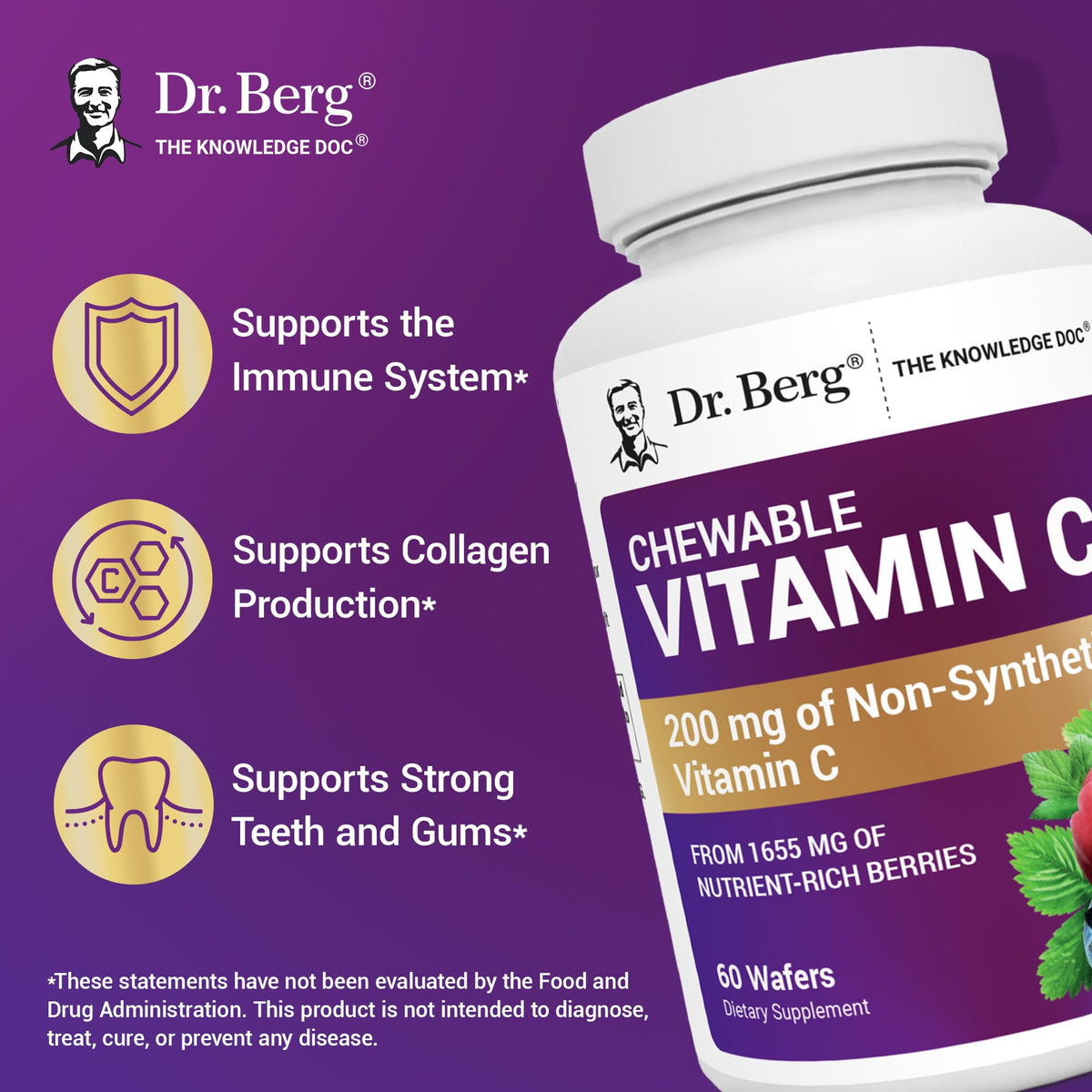 Dr. Berg Chewable Vitamin C Complex - 60 Wafers - image 4