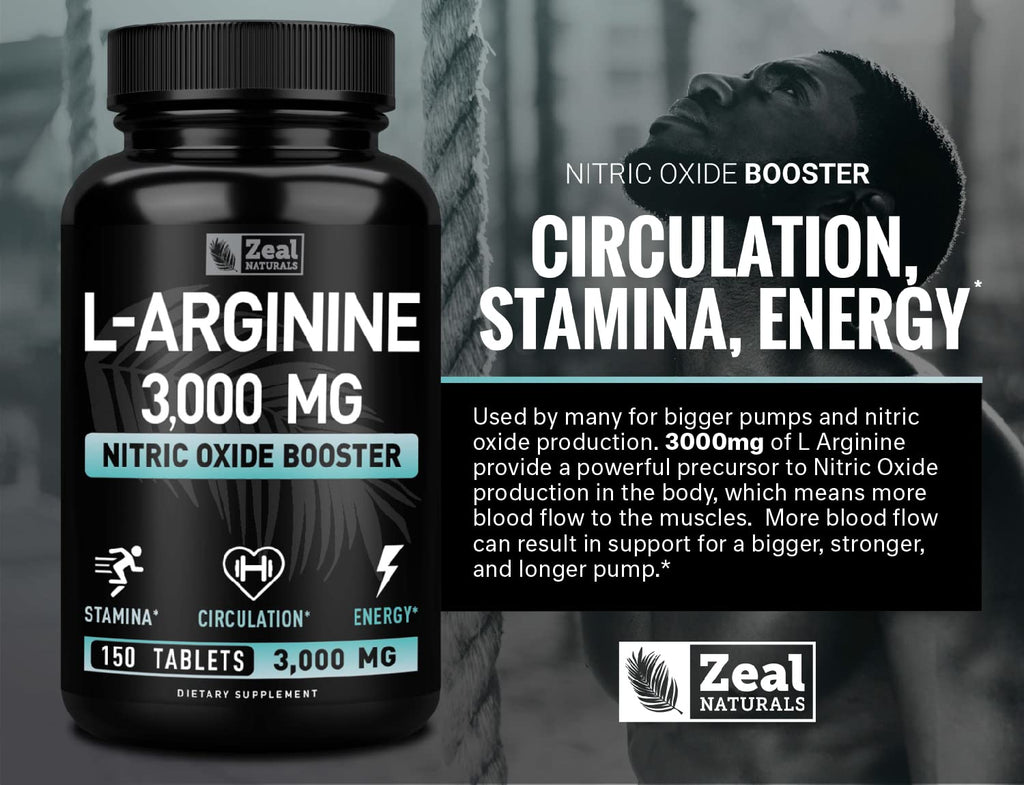 Zeal Naturals L-Arginine 3000mg Supplement - 150 Tablets - image 7