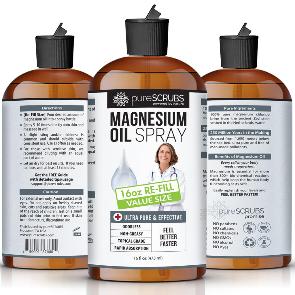 pureSCRUBS Doctor Recommended Pure Topical Magnesium Oil Spray
