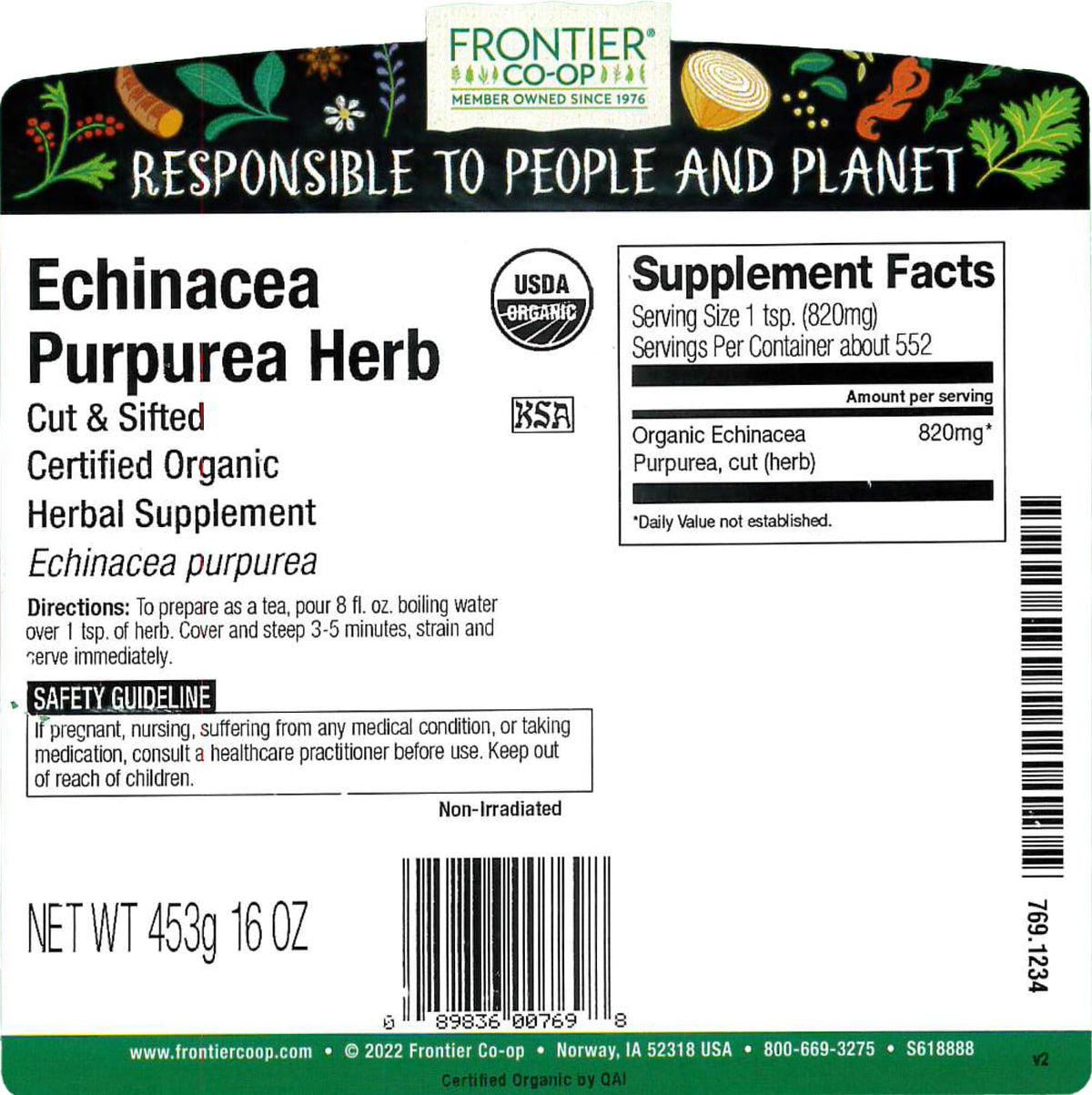 Frontier Co-op Echinacea Purpurea Root Cut and Sifted Organic - 1 lb - image 2