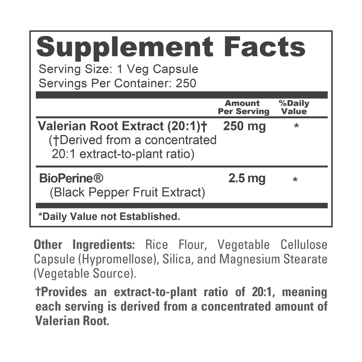 NusaPure Valerian Root 250mg - 250 Vegetarian Capsules - image 4