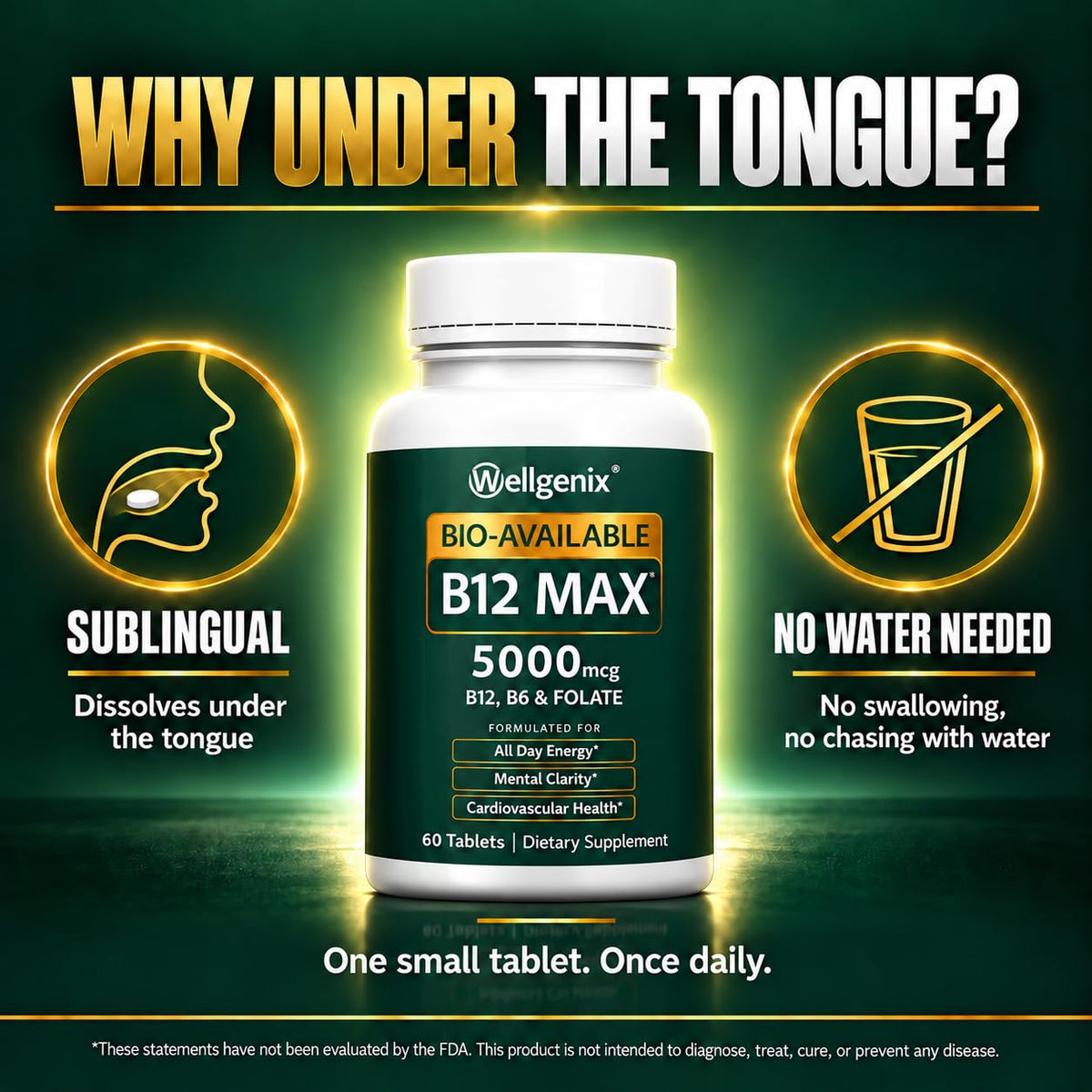 Wellgenix Bio-Available Sublingual B12 Max - Formulated for High