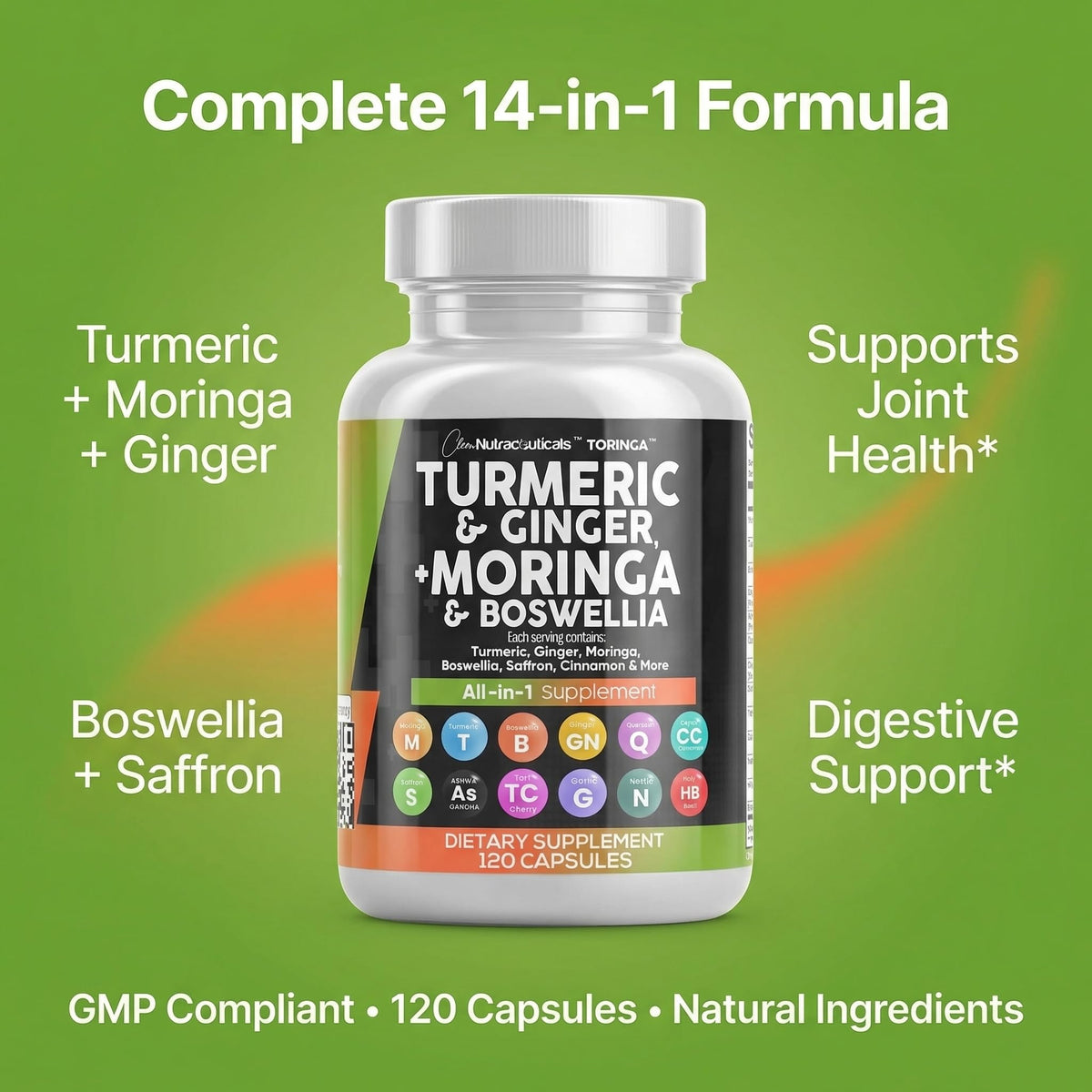 Clean Nutraceuticals Turmeric Moringa Supplement - 120 Capsules - image 8