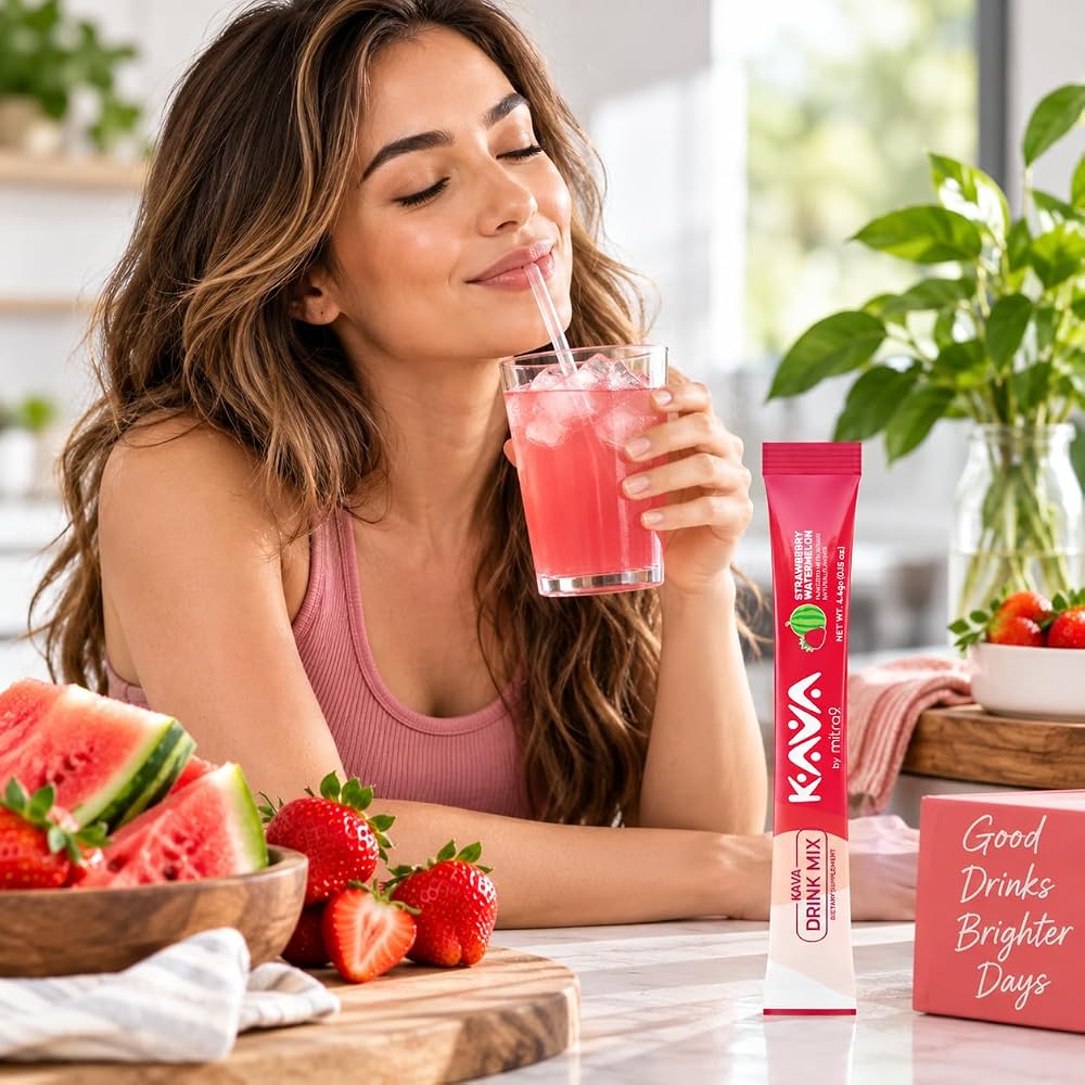 Mitra9 Kava Drink Mix Strawberry Watermelon for Relaxation - 5 Stick Packs - image 5