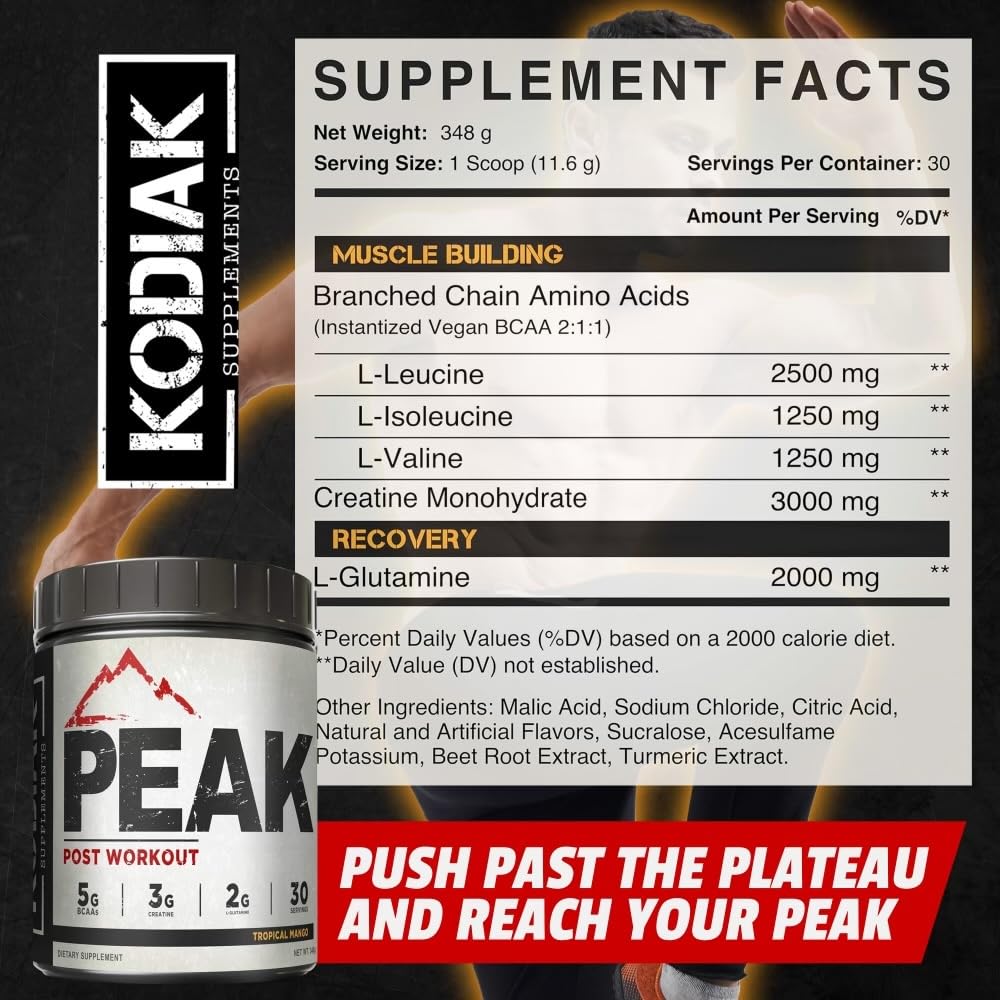 Kodiak Supplements Peak Post Workout BCAA 2:1:1 Creatine - 30 Servings - image 2