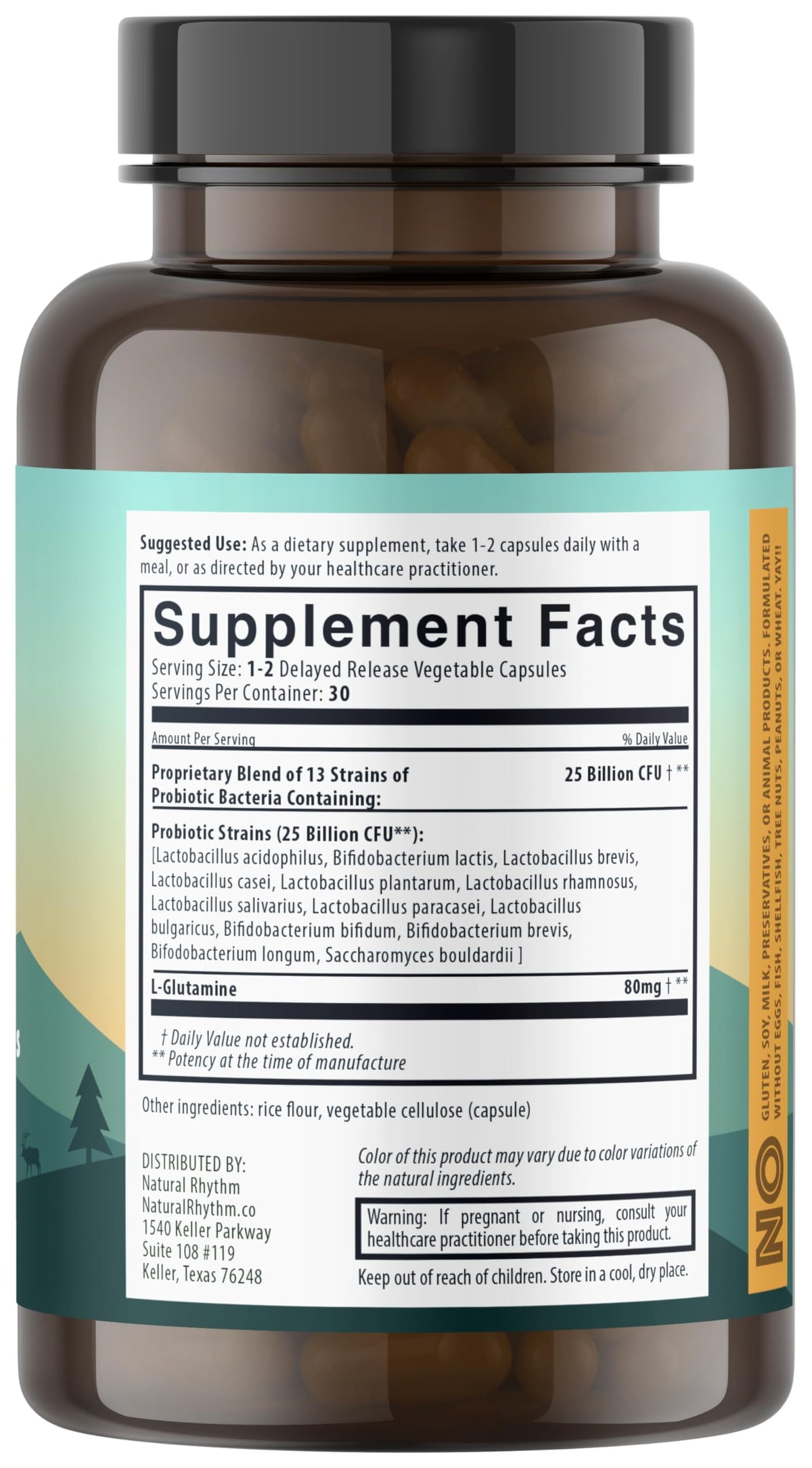 Natural Rhythm Digestive Calm Probiotic + L-Glutamine - 60 Capsules - image 2