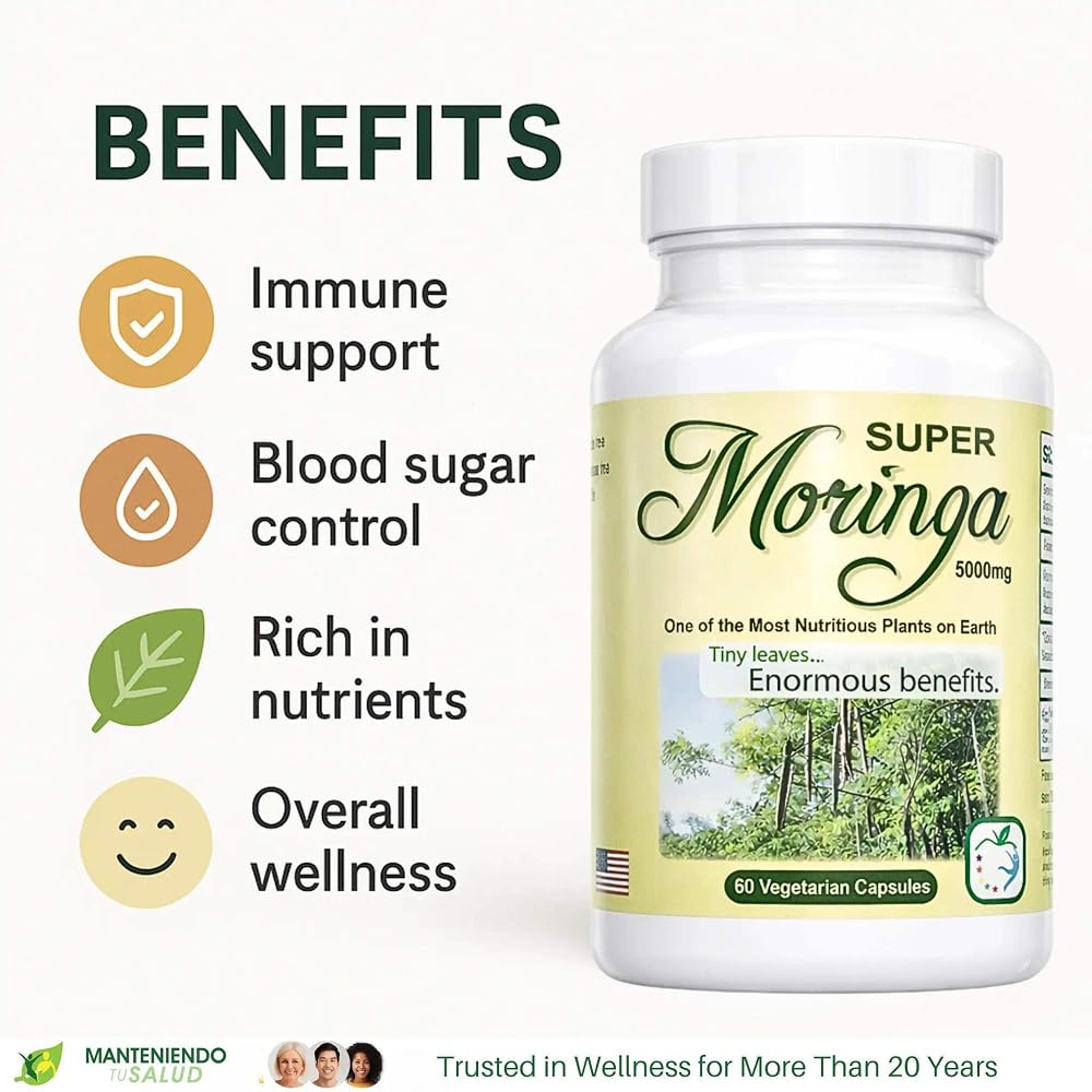 Manteniendo Tu Salud Super Moringa 5000 mg - 60 Vegetarian Capsules - image 3