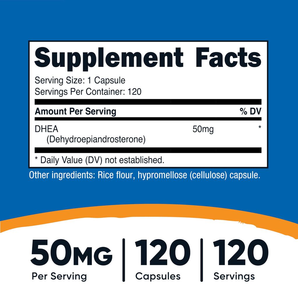 Nutricost DHEA 50mg Capsules - Gluten Free
