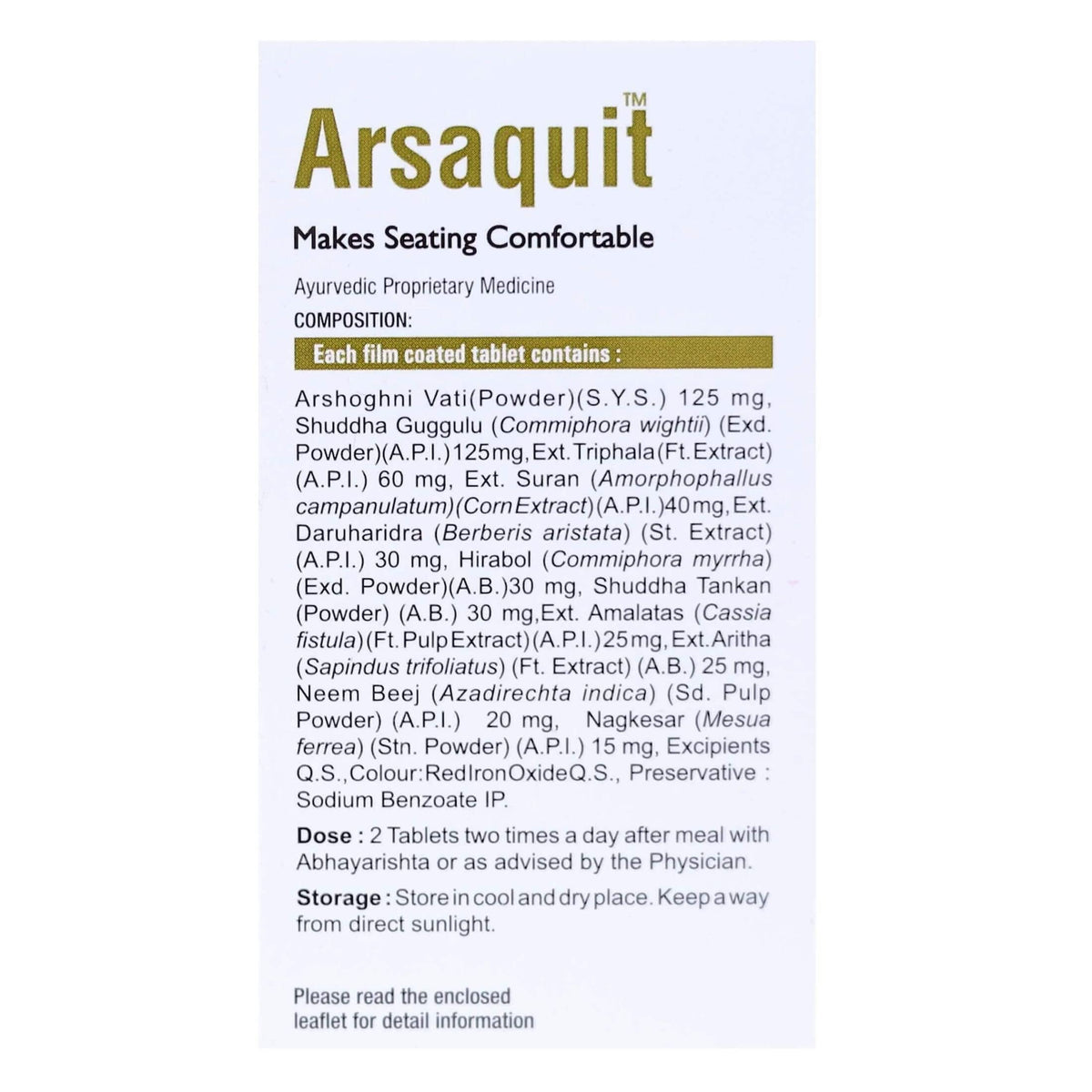 Virgo Arsaquit Tablets with Triphala & Guggulu - 60 Tablets - image 3