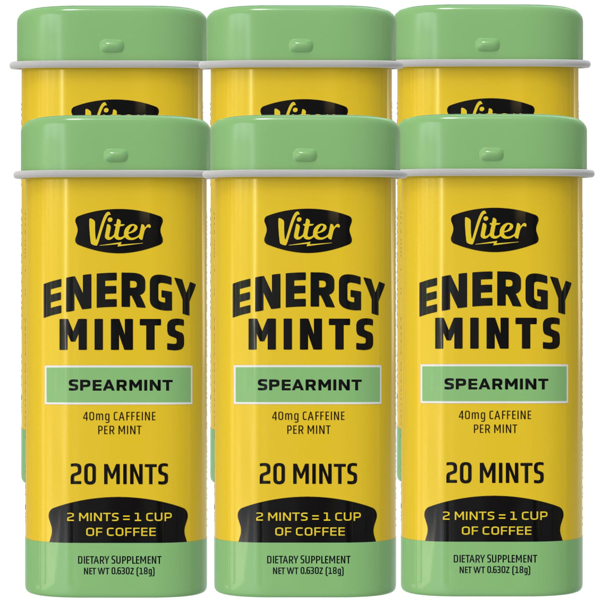 Viter Energy Caffeinated Mints 40mg Caffeine, B Vitamins, Sugar Free.