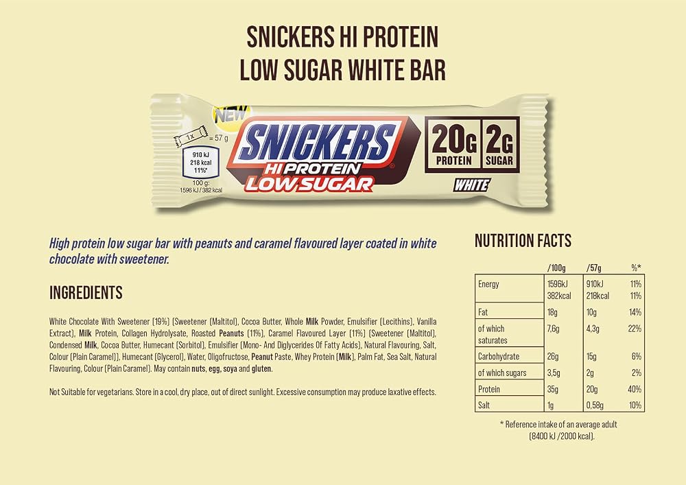 Snickers Low Sugar High Protein Bars White Chocolate - 12 Count - image 2
