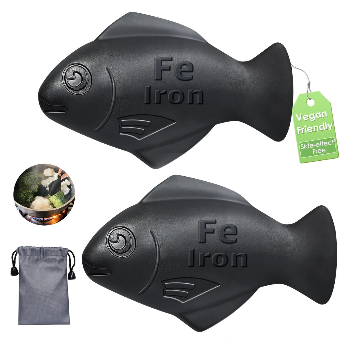 Nano Shield Iron Fish Natural Cooking Tool - 2-Pack