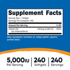 Nutricost Vitamin D3 5000 IU - 240 Softgels - image 2