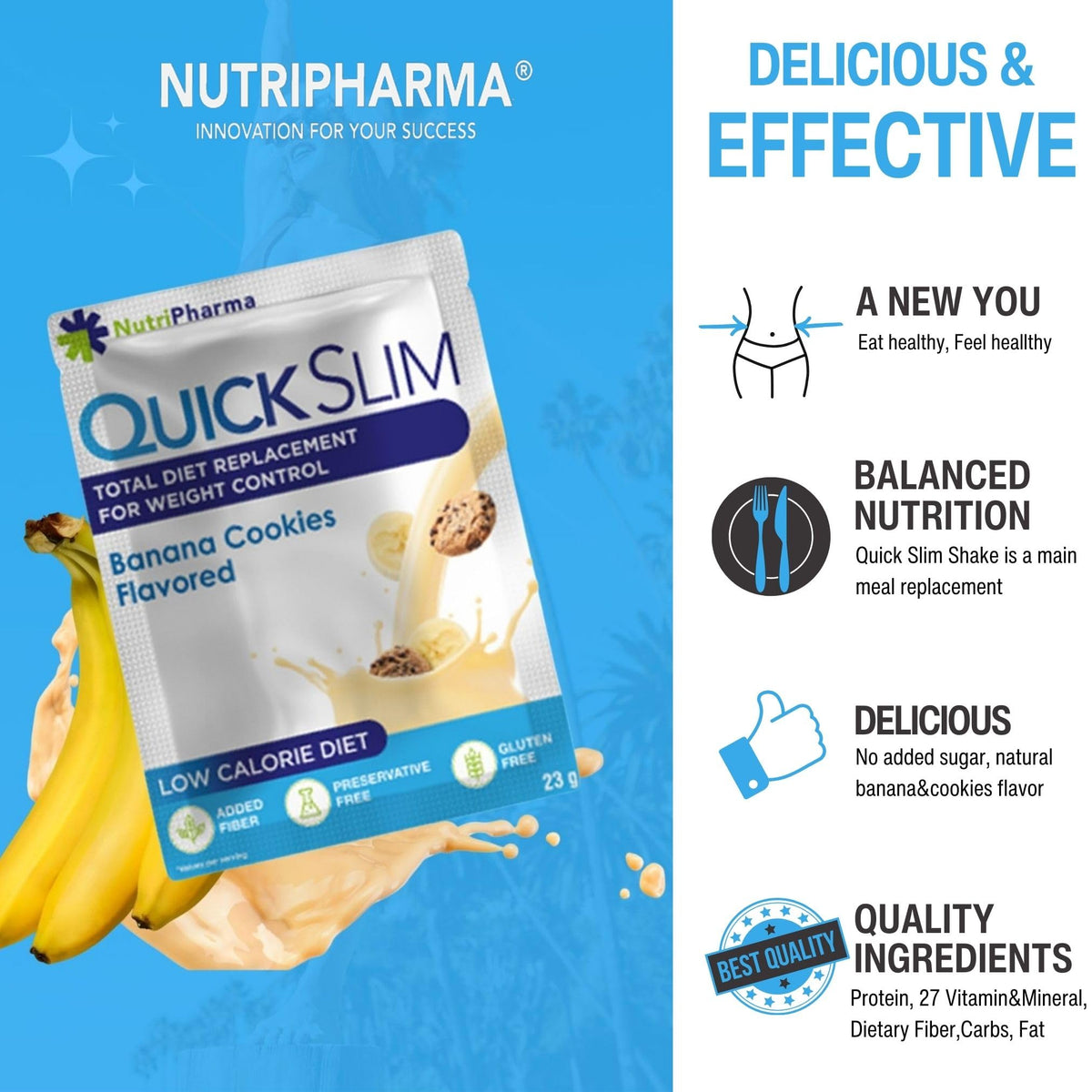 NUTRIPHARMA Quick Slim Quick Slim Meal Replacement Shakes for Weight
