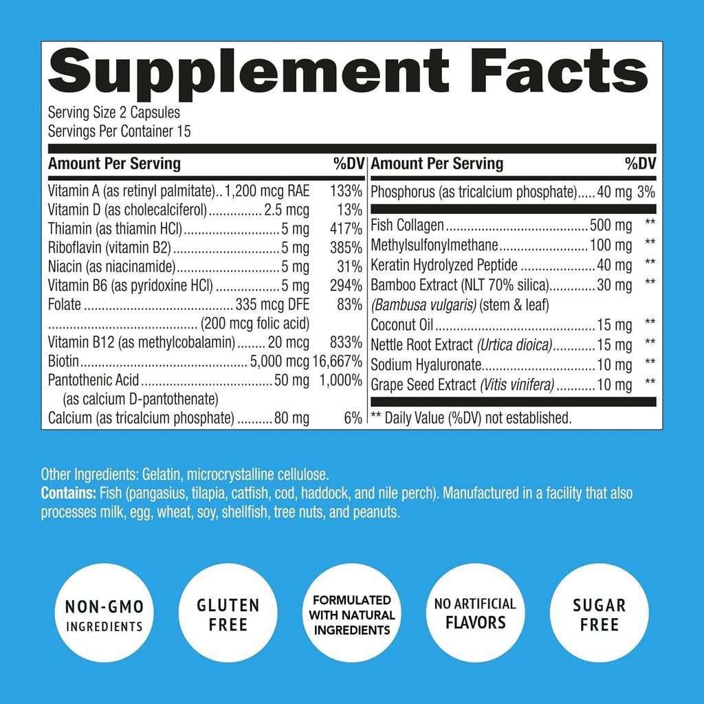Super Natural Goods Biotin Collagen Keratin Vitamins - 120 Capsules - image 6