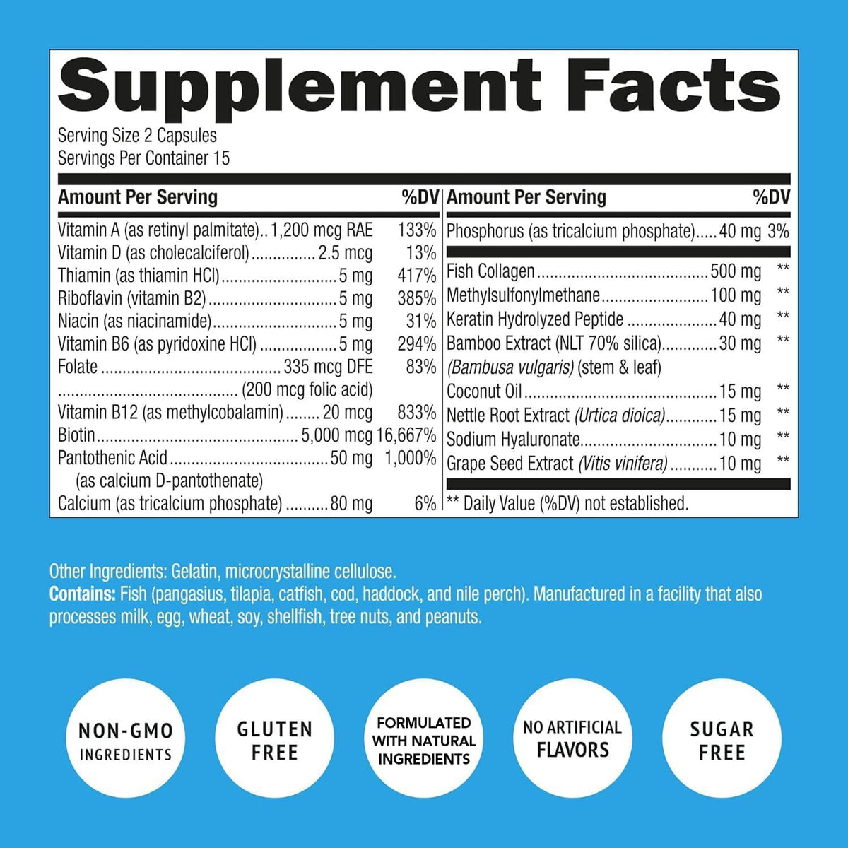 Super Natural Goods Biotin Collagen Keratin Vitamins - 120 Capsules - image 6