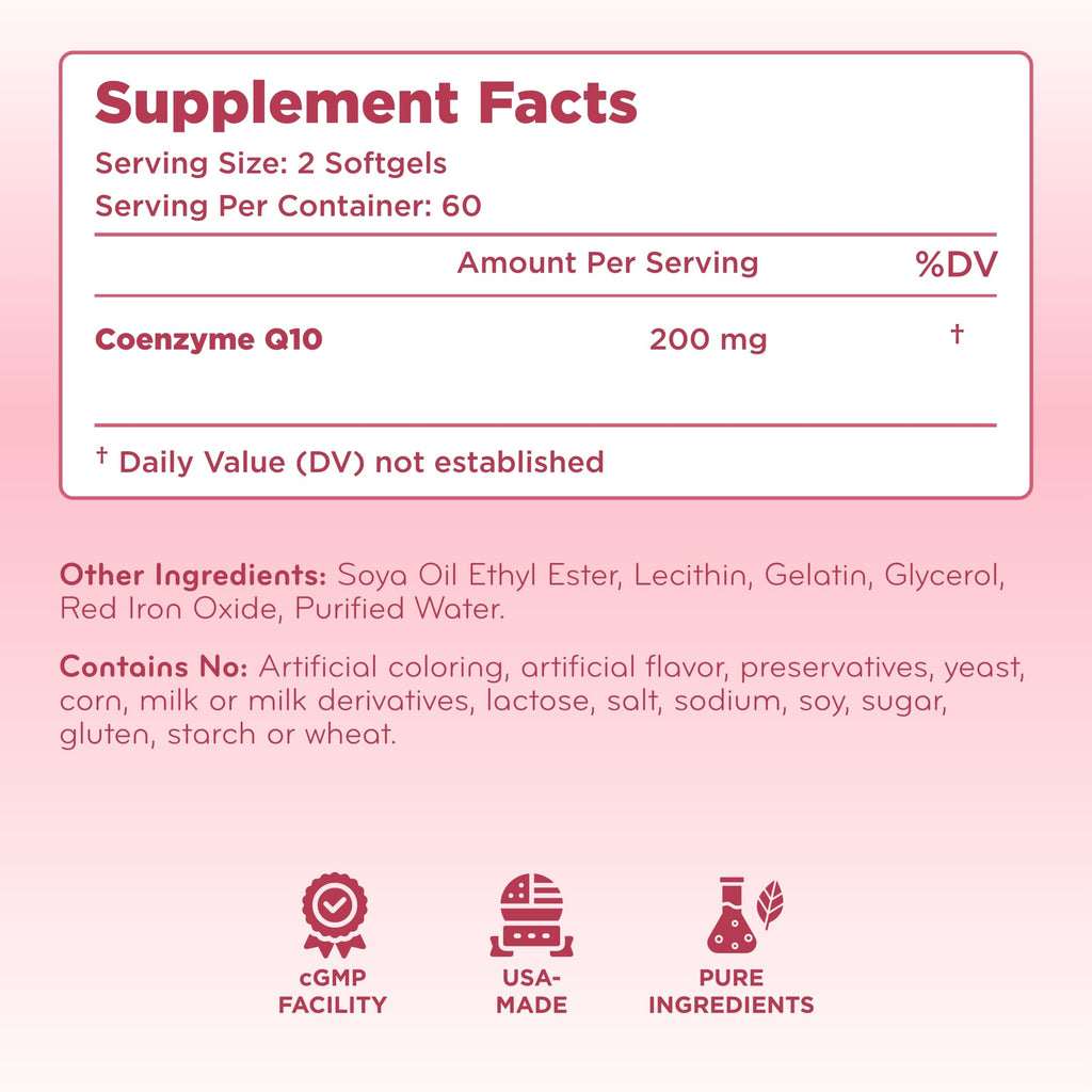 Clear Formulas CoQ10 200mg Softgels - 60 Servings - image 2