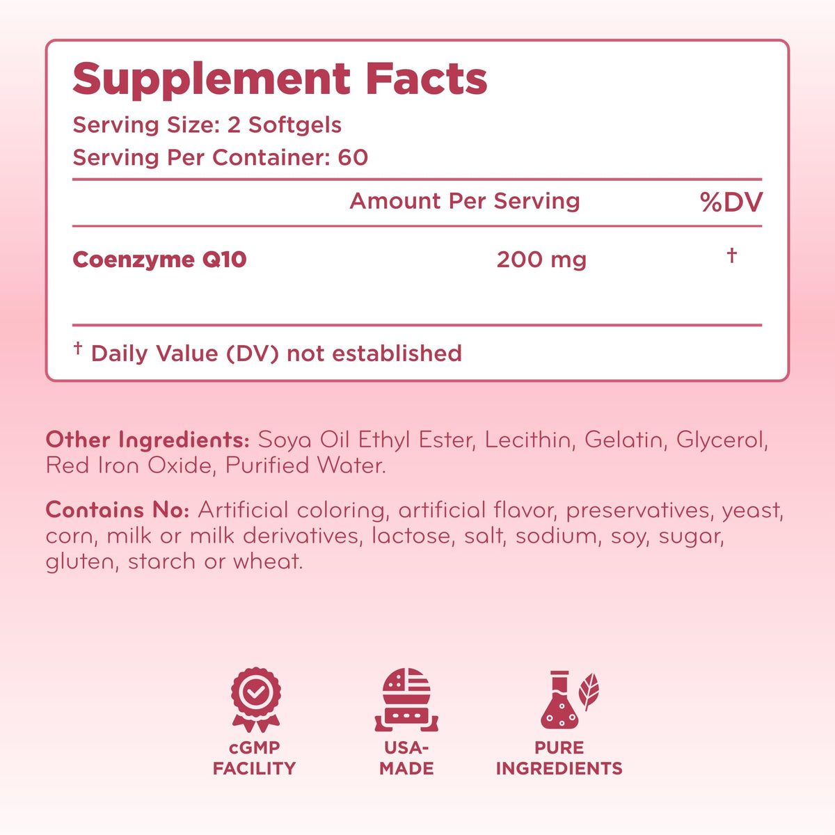 Clear Formulas CoQ10 200mg Softgels - 60 Servings - image 2