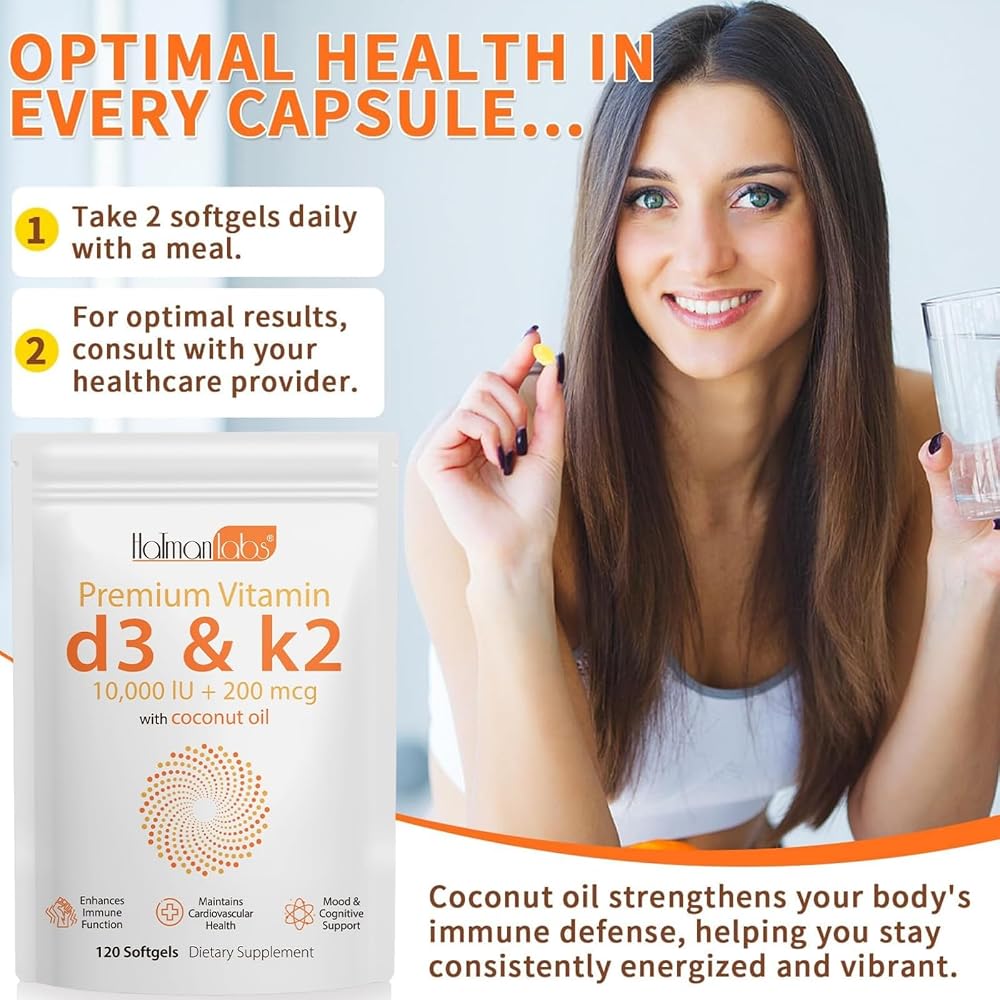 MXCZBSM Vitamin D3 K2 Supplement Softgel