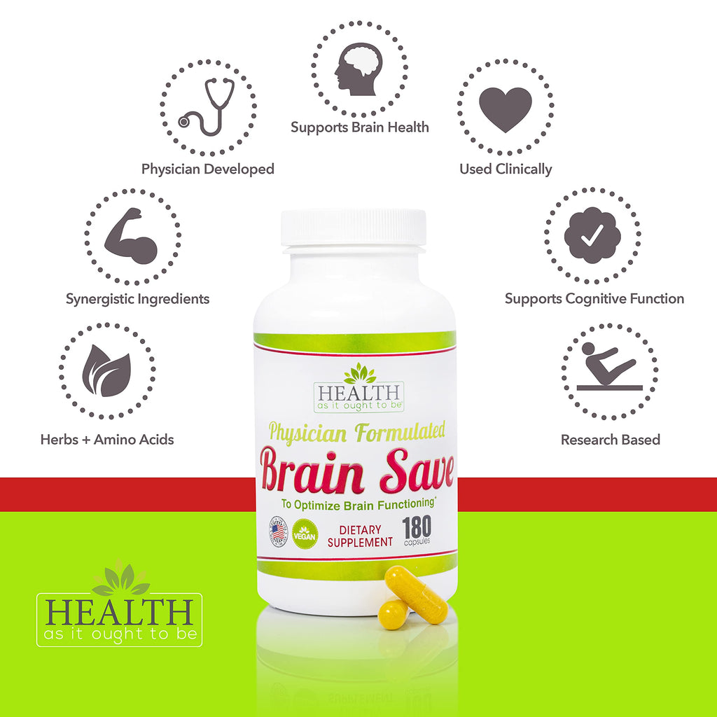 Health As It Ought To Be Brain Save Cognitive Support - 180 Capsules - image 3
