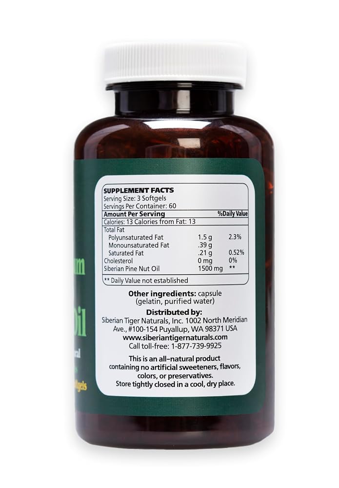 Siberian Tiger Naturals Siberian Pine Nut Oil Capsules - 180 Softgels - image 2