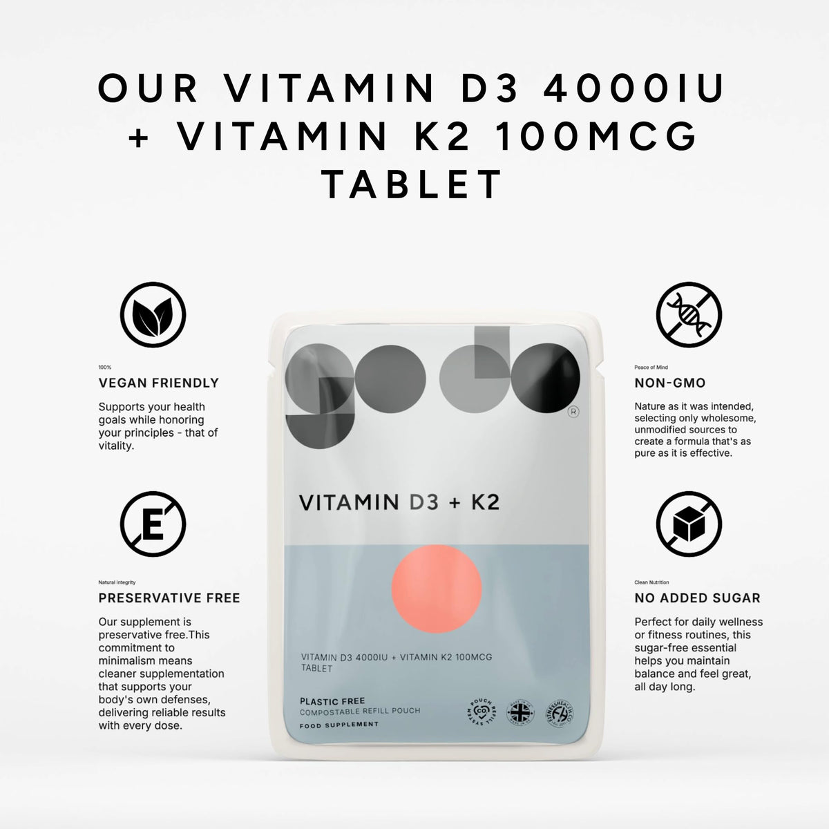 Fitness Health Vitamin D3 and K2 - 120 Tablets - image 3