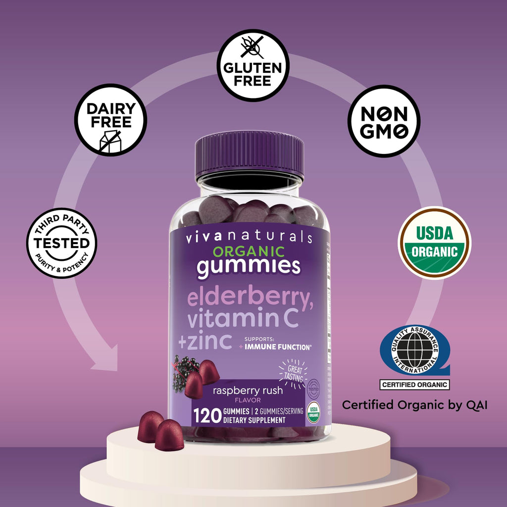 Viva Naturals Black Elderberry Vitamin C Zinc Gummies - 120 Count - image 7
