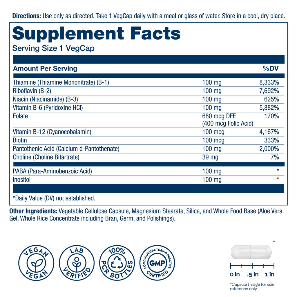 SOLARAY Vitamin B Complex 100 mg - 250 Vegetarian Capsules - image 2