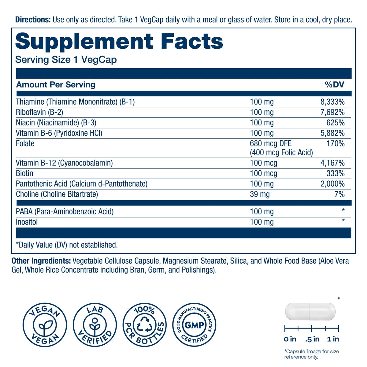 SOLARAY Vitamin B Complex 100 mg - 250 Vegetarian Capsules - image 2