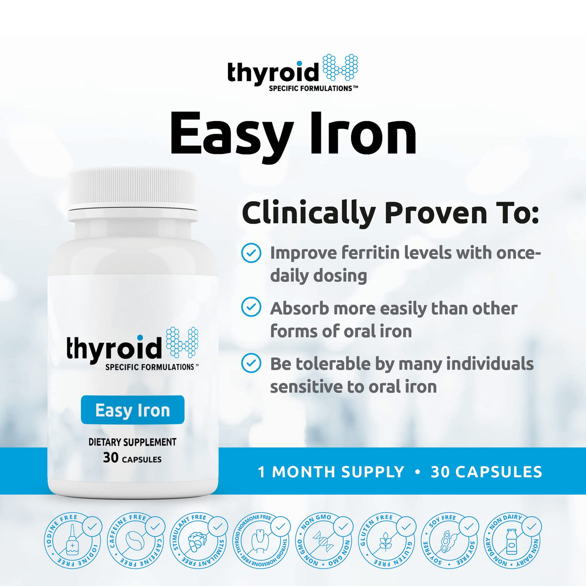 Thyroid Specific Formulations Easy Iron Supplement - 30 Capsules - image 2