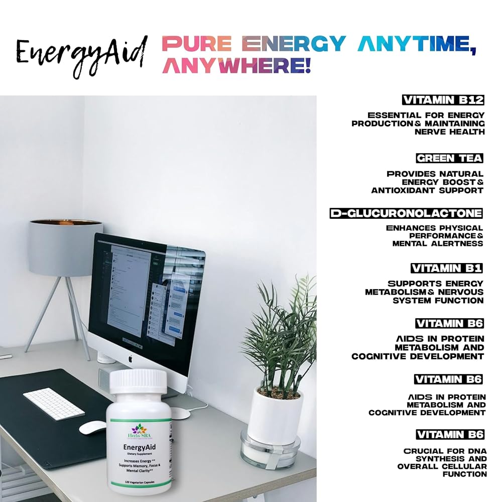 Herbs SRA EnergyAid Energy Support Supplement - 120 Vegetarian Capsules - image 6