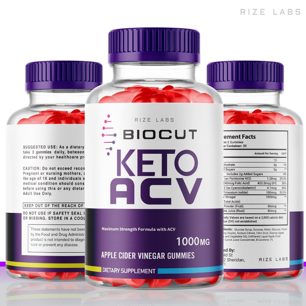 rize labs Biocut Keto ACV Gummies - 180 Gummies - image 3