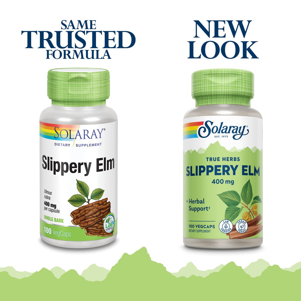SOLARAY Slippery Elm Bark 400 mg Herbal Support - 100 Vegetarian Capsules - image 2