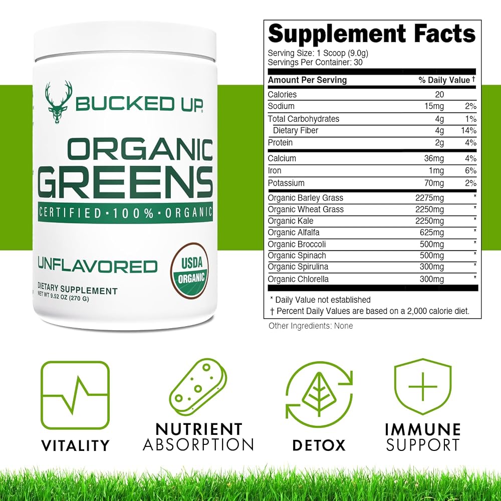 Bucked Up Greens Superfood Powder Unflavored - 30 Servings - image 9