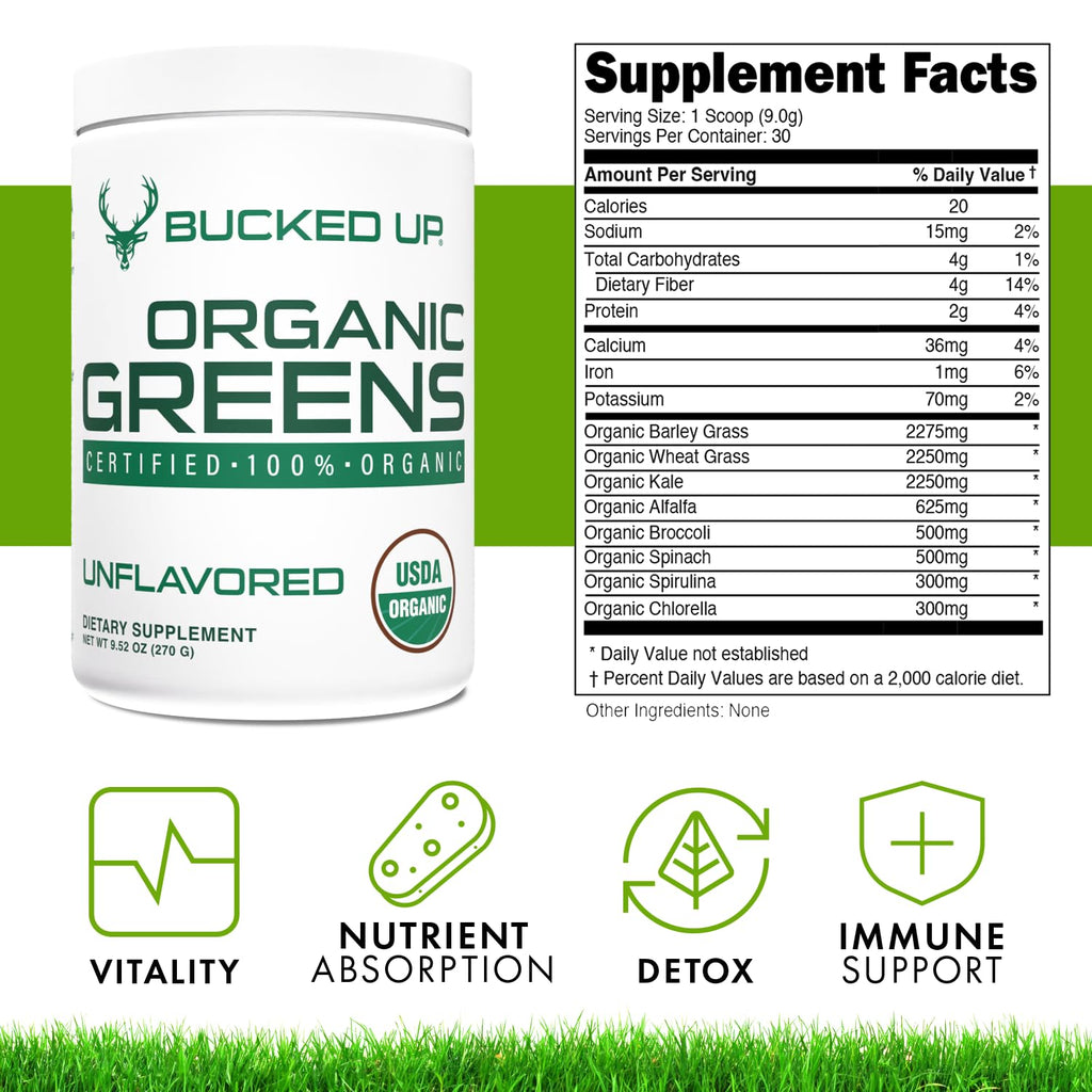 Bucked Up Greens Superfood Powder Unflavored - 30 Servings - image 9