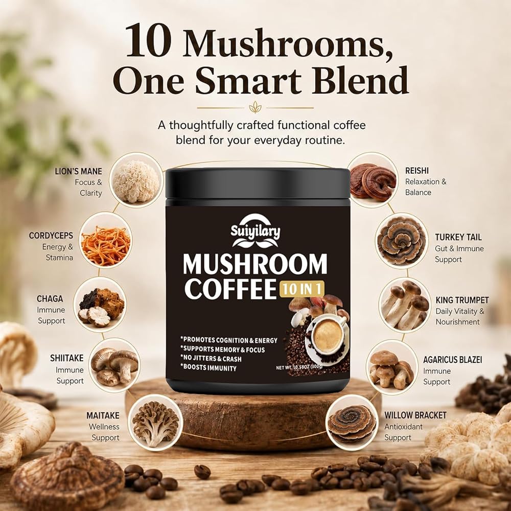 Suiyilary 10 Mushroom Coffee with Arabica w
