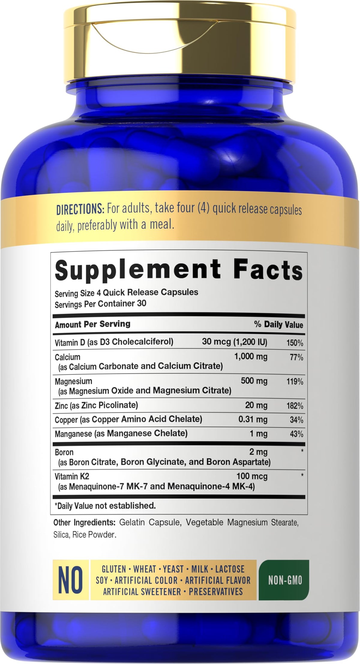 Carlyle Bone Strength Calcium Complex Supplement - 120 Capsules - image 2
