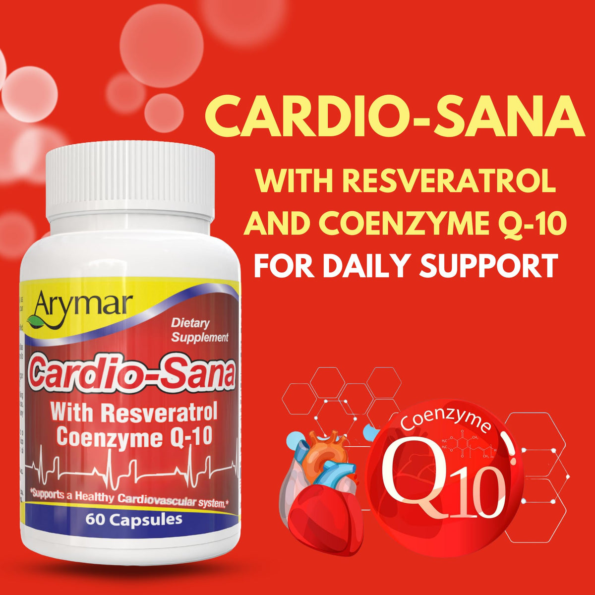 Arymar Cardio-Sana Co-Enzyme Q-10 & Resveratrol - 60 Capsules - image 4