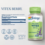SOLARAY Unflavored Capsules Vitex Herbal Support 400Mg Bottle