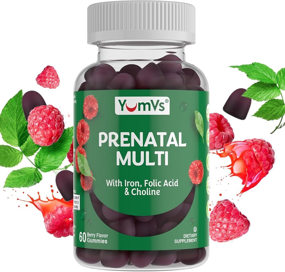 YUM-V'S Prenatal Gummies for Women with Folic Acid & Iron - 60 Count