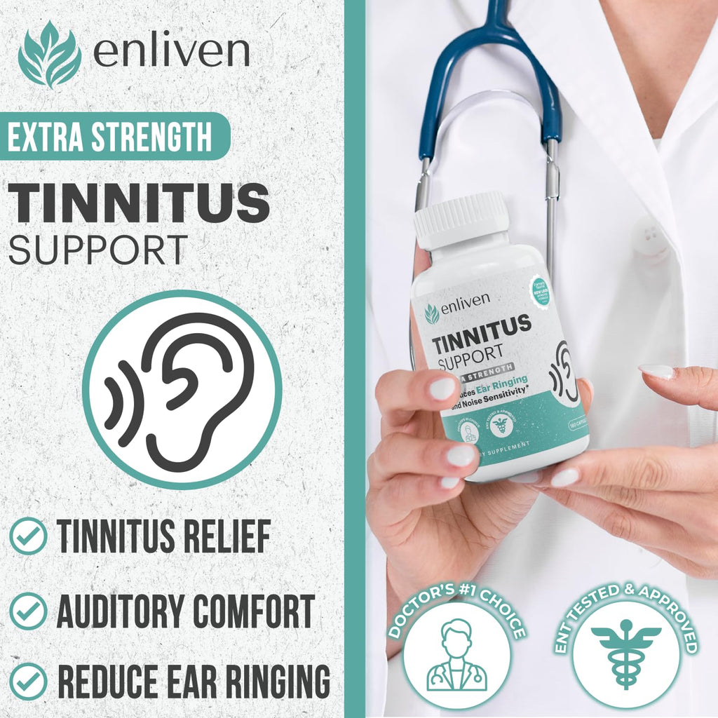 Enliven Tinnitus Relief Pills with B12 Inositol - 180 Caplets - image 3