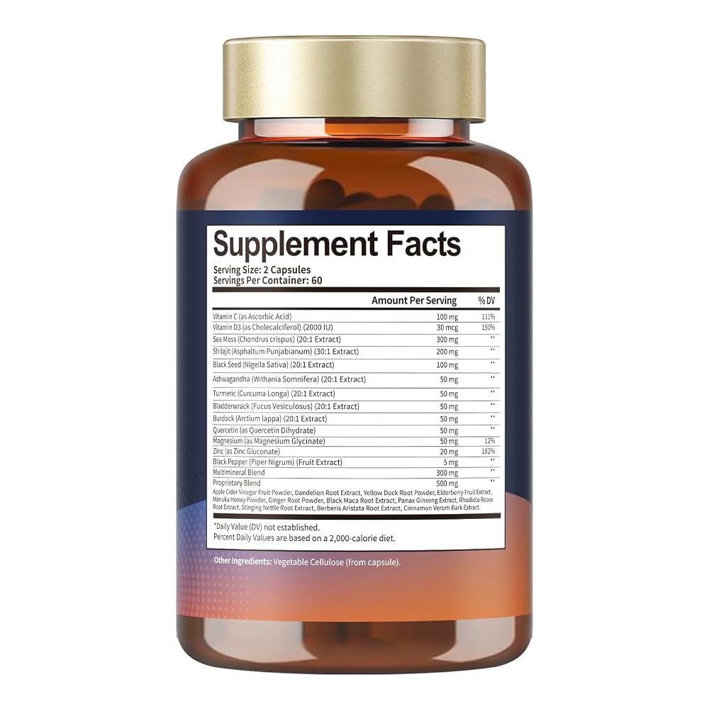 Totaria 25-in-1 Sea Moss Black Seed Oil Ashwagandha Ginger Shilajit